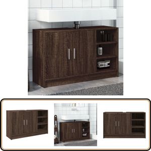 vidaXL Wastafelkast 90 cm Bruin Eikenhout Wastafelkast - Wastafelkasten - Badkamer Wastafel Kast - Wastafelkastje