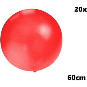 20x Mega Ballon 60 cm rood - Ballon carnaval festival feest party verjaardag landen helium lucht thema
