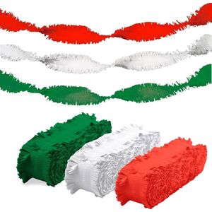 Folat versiering slingers combi rood/wit/groen 24 meter crepe papier