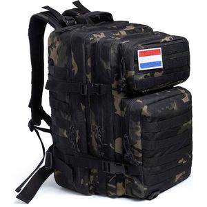 YONO Militaire Rugzak - Tactical Backpack Leger - 45L - Zwart Camouflage
