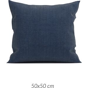 2x Warme Flanel Sierkussenslopen Vintage Navy Blauw | 50x50 | Luxe En Hoogwaardig | Heerlijk Zacht | 170 gr/m2 | Beschikbaar In Verschillende Kleuren