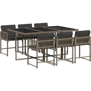 vidaXL Tuinset - 7-delig - Rattan - Inclusief kussens Tuinset - Buitenmeubel - Lounge Set - Eetkamerset - Pe Rattan