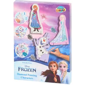 Disney Frozen Diamond Painting - Characters set - 3+ - 14cm - incl ronde steentjes in 6 verschillende kleuren - incl. bakje, aanbrengpen en gom - 3 diamond painting karakters