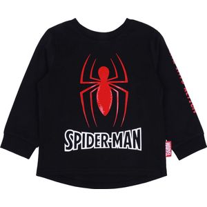 Zwarte jongensblouse met rubberen Spiderman-print