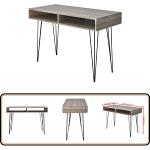 vidaXL Bureau - Grijs/Eik - 110x55x76 cm - 2 Compartimenten Kantoorbureau - Bureau Grijze Eiken - Multifunctioneel Bureau - Compact Bureau - Thuiswerkplek