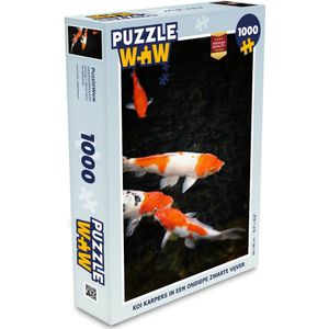 Puzzel Koi karpers in een ondiepe zwarte vijver - Legpuzzel - Puzzel 1000 stukjes volwassenen