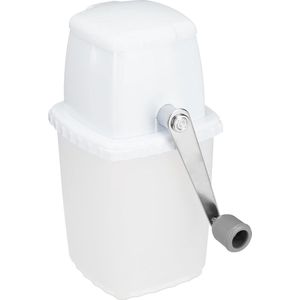 Handmatige IJscrusher met Hendel - Kunststof & RVS Baraccessoire voor Crushed Ice - Wit/Grijs - Perfect voor Cocktails