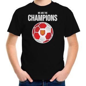 Engeland EK/ WK supporter t-shirt we are the champions met Engelse voetbal zwart kinderen 110/116
