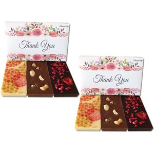 Bedankt cadeau - set van 2 stuks - Bedankt Chocoladecadeau voor Juf, Meester, collega - Thank you chocolate - Fairtrade Chocolade - Brievenbuspakket - Handgemaakte chocolade Natuurvriendelijke geschenkdoos