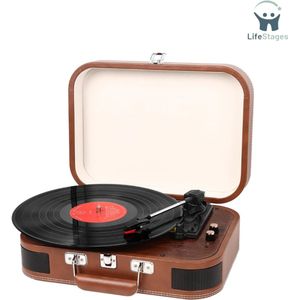 LifeStages - Platenspeler Met Speakers - Bluetooth Platenspeler Met Luidsprekers - 33/45/78 RPM, Riemaandrijving, Vinyl, USB - Retro Platenspeler - Vinyl Naar MP3