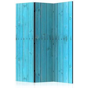 Vouwscherm - Blauwe schutting 135x172cm, gemonteerd geleverd (kamerscherm)  dubbelzijdig geprint