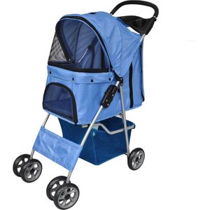 The Living Store Huisdierenbuggy - Blauw - 37 x 80 x 99 - Waterafstotend en scheur- en weerbestendig