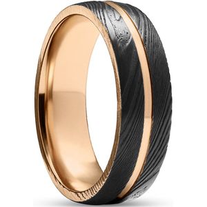 Lucleon - Fortis - Zwarte damaststalen ring voor heren - 7 mm