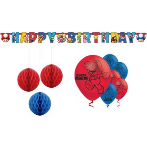 Amscan - Super Mario - Happy birthday slinger - Letterbanner - Honeycomb - Ballonnen - Kinderfeest - Versiering - Verjaardag.