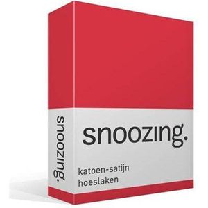 Snoozing - Katoen-satijn - Hoeslaken - Lits-jumeaux - 180x210 cm - Rood