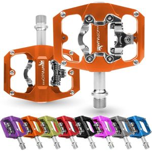 MTB-pedalen compatibel met Shimano SPD - dubbele functie platform- en SPD-pedalen - DU + afgedichte lagers - 9/16 inch