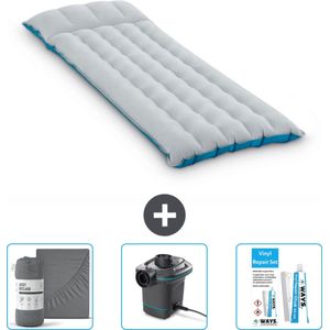 Intex Campingmat - 1-Persoons - 67 x 184 x 17 cm - Blauw - Inclusief Hoeslaken - Pomp en Reparatieset