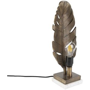 QAZQA leaf - Art Deco Tafellamp - 1 lichts - H 430 mm - Brons - Woonkamer | Slaapkamer