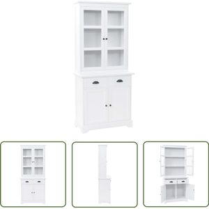 vidaXL Buffetkast - 4 deuren - 80x40x180 cm - Wit Buffetkast - Dressoir - Opbergkast - Meubel - Wit