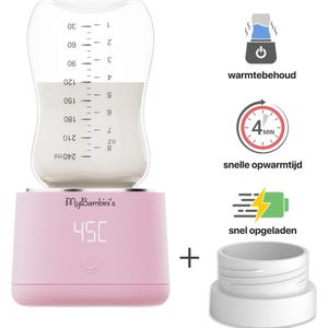 MyBambini's Bottle Warmer Pro™ - Draagbare Baby Flessenwarmer voor Onderweg - Roze - Geschikt voor MAM, Lansinoh, NIP & Nanobebe (brede hals)