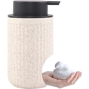 Foaming Soap Dispenser 12oz - Ceramic - Refillable - Grey Pump - Modern Bathroom Decoration - Beige