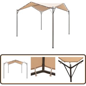 vidaXL Prieel - 3x3 m - Staal - Beige Tuinpaviljoen - Gazebo - Luifel - Overkapping - Buitentijd