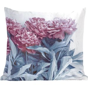 Sierkussen - Pioenrozen Op Marmer - Multicolor - 45 Cm X 45 Cm