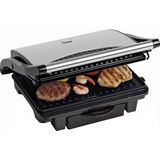 Bestron Contactgrill voor 2 Personen, Paninimaker met Vetopvangbak & antiaanbaklaag, 1000 Watt, kleur: rvs