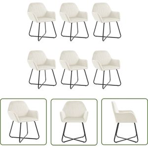 The Living Store Eetkamerstoelen - Fluweel - 6 stuks - Crème - 61x61x84 cm - Ergonomisch