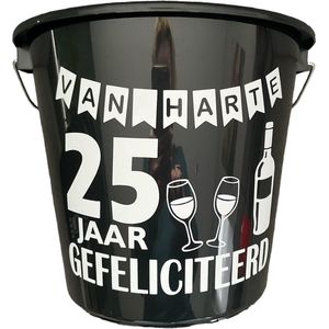 Cadeau Emmer-Van Harte 25 Jaar-5 Liter-Zwart-Cadeau-Geschenk-Gift-Kado-Verjaardag-25 Jaar