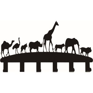 Kapstok kinderkamer jungle safari dieren - wandkapstok 6 haken babykamer