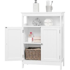 Badkamerkast vrijstaande keukenkast met verstelbare plank en dubbele deur vrijstaande badkamer wit 60 x 30 x 80 cm