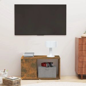 The Living Store tv-meubel bewerkt hout - gerookt eiken - 60 x 24 x 32 cm (B x D x H)