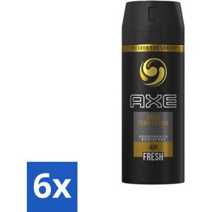 Axe - Deodorant Bodyspray - 48hrs Fresh - Gold Temptation - 150 ml - Voordeelverpakking - 6 stuks