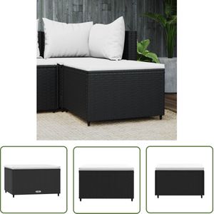 The Living Store Voetensteun met kussen poly rattan zwart - Voetenbank - Tuinset - Lounge Set - Outdoor Furniture - Tuinstoel