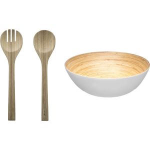 Secret de Gourmet Slakom/serveerschaal en slacouvert - Bamboe - D25 cm