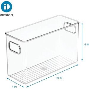 Badkamerorganizer, middelgrote plastic ladedoos met handgrepen, transparant (pak van 2)
