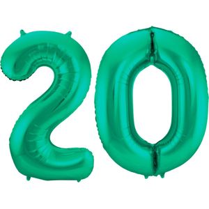 Folieballon 20 jaar metallic groen 86cm