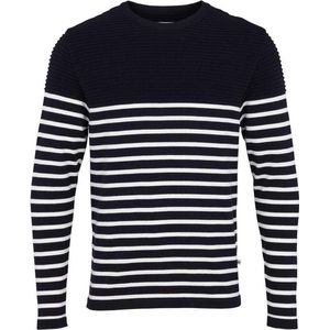 Kronstadt Trui Gestreept Navy Wit Link Stripe Regular Fit - M