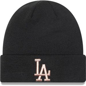New Era LA Dodgers Metallic Logo Womens Black Cuff Beanie Hat