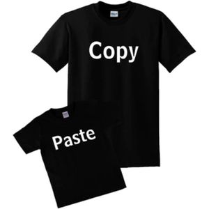 Copy Paste - T-shirt voor Ouder en Kind - Volwassenen Maat: L - Kind Maat: 68 - Set van 2 T-shirts - Zwart korte mous