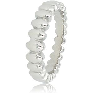 My Bendel Zilverkleurige ring met ovaaltjes - Zilverkleurige ring met ovaaltjes - Met luxe cadeauverpakking