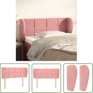 The Living Store Hoofdbord met randen 93x23x78/88 cm fluweel roze - Hoofd Bord - Hoofdeinde - Beddecoratie - Velvet - Roze