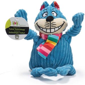 Hugglehounds Cat Knottie Large Blauw&Regenboog - Hondenspeelgoed - 36x20x15 cm