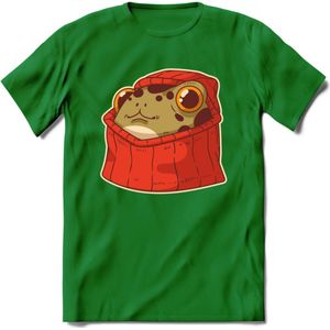 Hoodie frog T-Shirt Grappig | Dieren kikker Kleding Kado Heren / Dames | Animal Skateboard Cadeau shirt - Donker Groen - XL