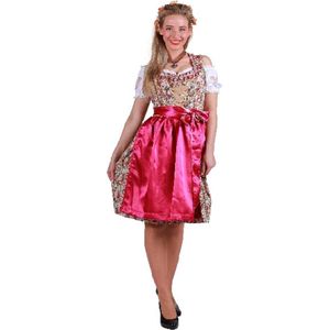 Dirndl - Tirolerjurk - Lisa-Marie - Roze- bloemen - Jurk - Schort (mt 54)