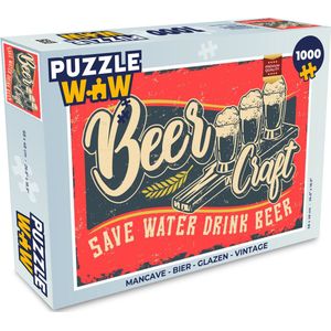 Puzzel Mancave - Bier - Glazen - Vintage - Legpuzzel - Puzzel 1000 stukjes volwassenen
