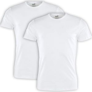 PUMA Basic Heren t-shirt round neck 2-pack - Wit – Maat  M