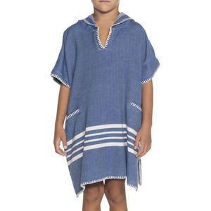 Kinder Strandponcho Hamam Royal Blue - Leeftijd 2-3 jaar (92/98) - kinderponcho - badponcho - strandcape - badcape - jongens/meisjes/unisex pasvorm - poncho handdoek voor kinderen met capuchon - zwemponcho - badcape