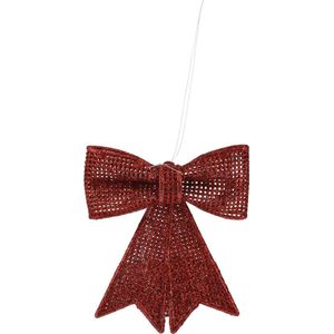 Home & Styling Kerstdecoratie/Kersthanger 8 stuks! Mini strik glitter 10,5 cm - Rood